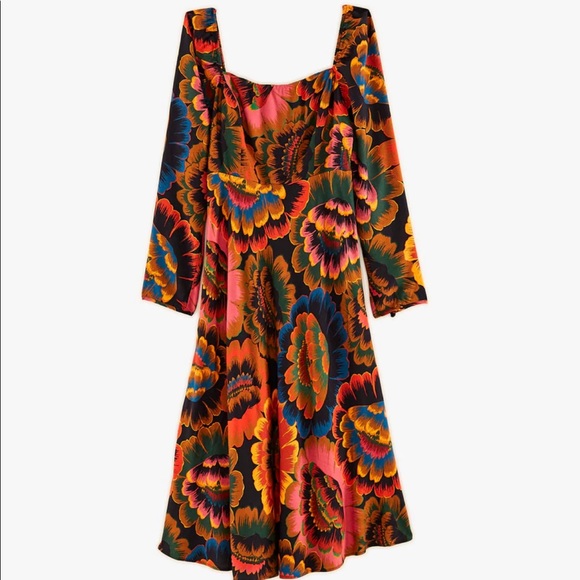 NWT FARM Rio Colorful Flowers Midi Dress - Picture 2 of 10